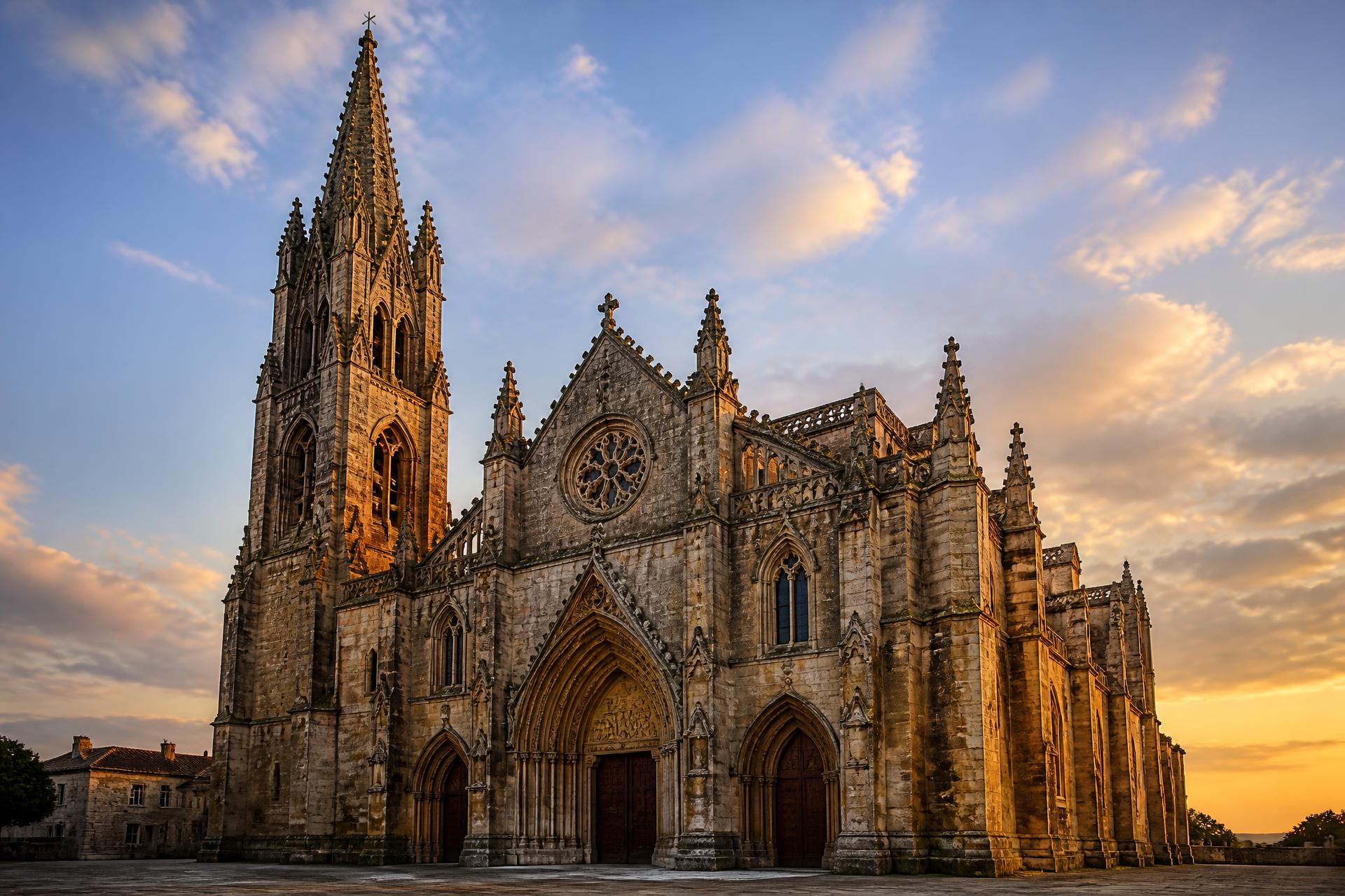 Catholic cathedral at golden hour